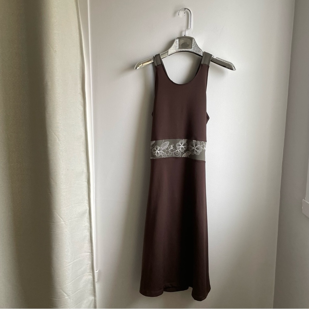 Sports Dress Stretch Antibacterial Wicking Sleeveless Brown Built-in Bra M